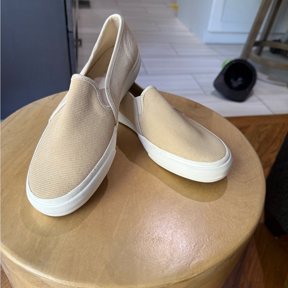 Never Worn Keds Beige Suede and Canvas Slip-Ons